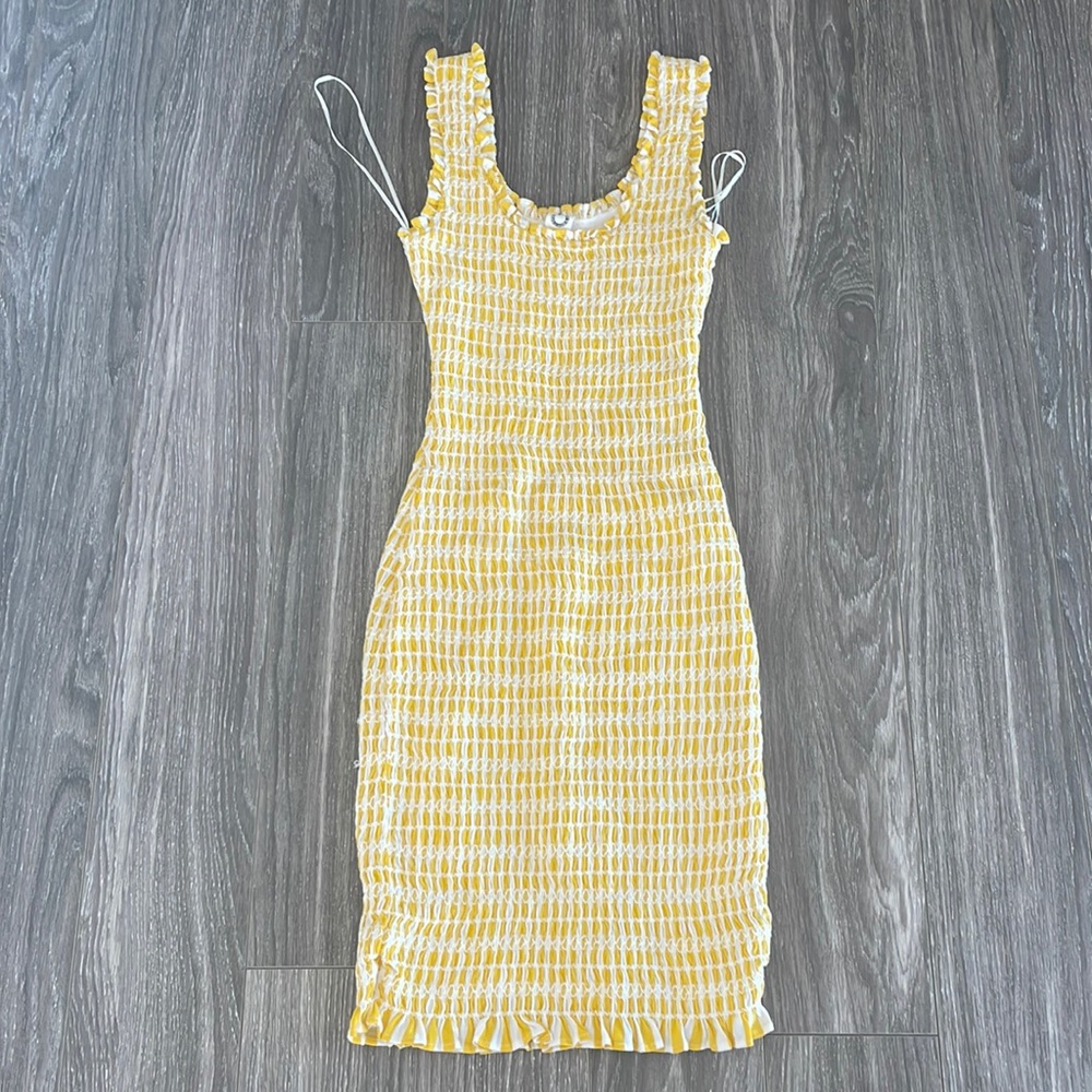 Yellow and white gingham dress